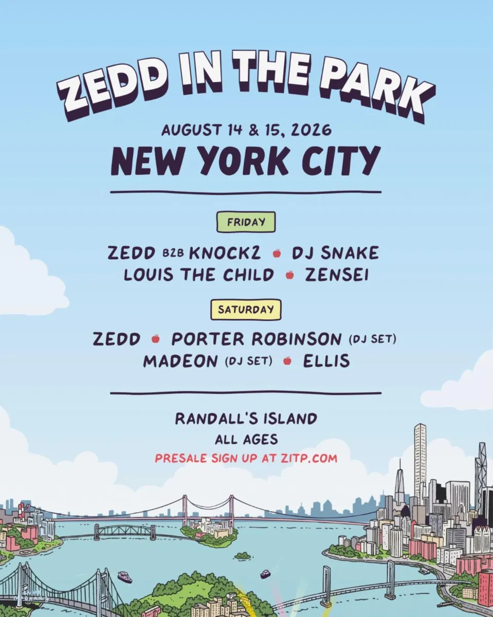 Zedd In The Park Announces Explosive East Coast Debut in NYC with Star-Studded Lineup!